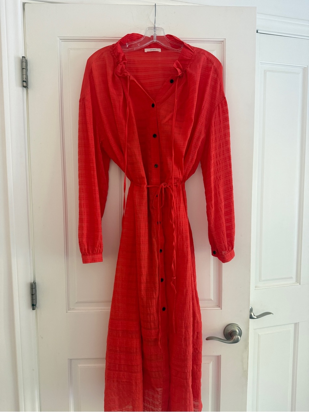 Beautiful Araks Red Button-Front Maxi Dress with Waist Tie
